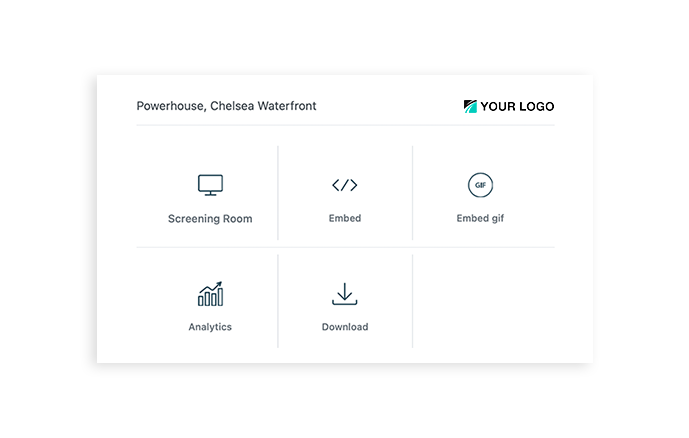 An image showing the video syndication tools available on the First Viewings real estate platform.