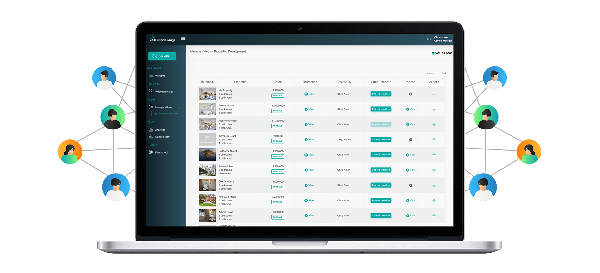 An image showcasing the First Viewings video marketing platform for real estate video
